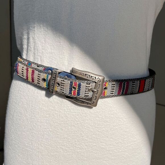 Vintage Elite Southwestern Woven Belt w/ Century Canada Silver Buckle - L - Picture 4 of 8